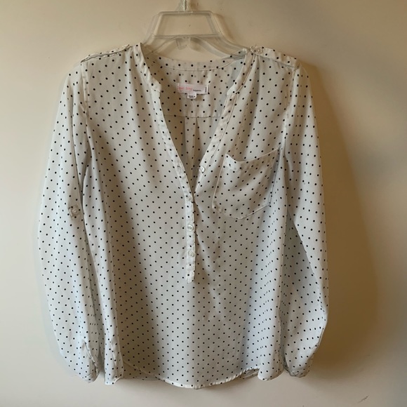 White and black pot a dot shirt size S - Picture 1 of 4